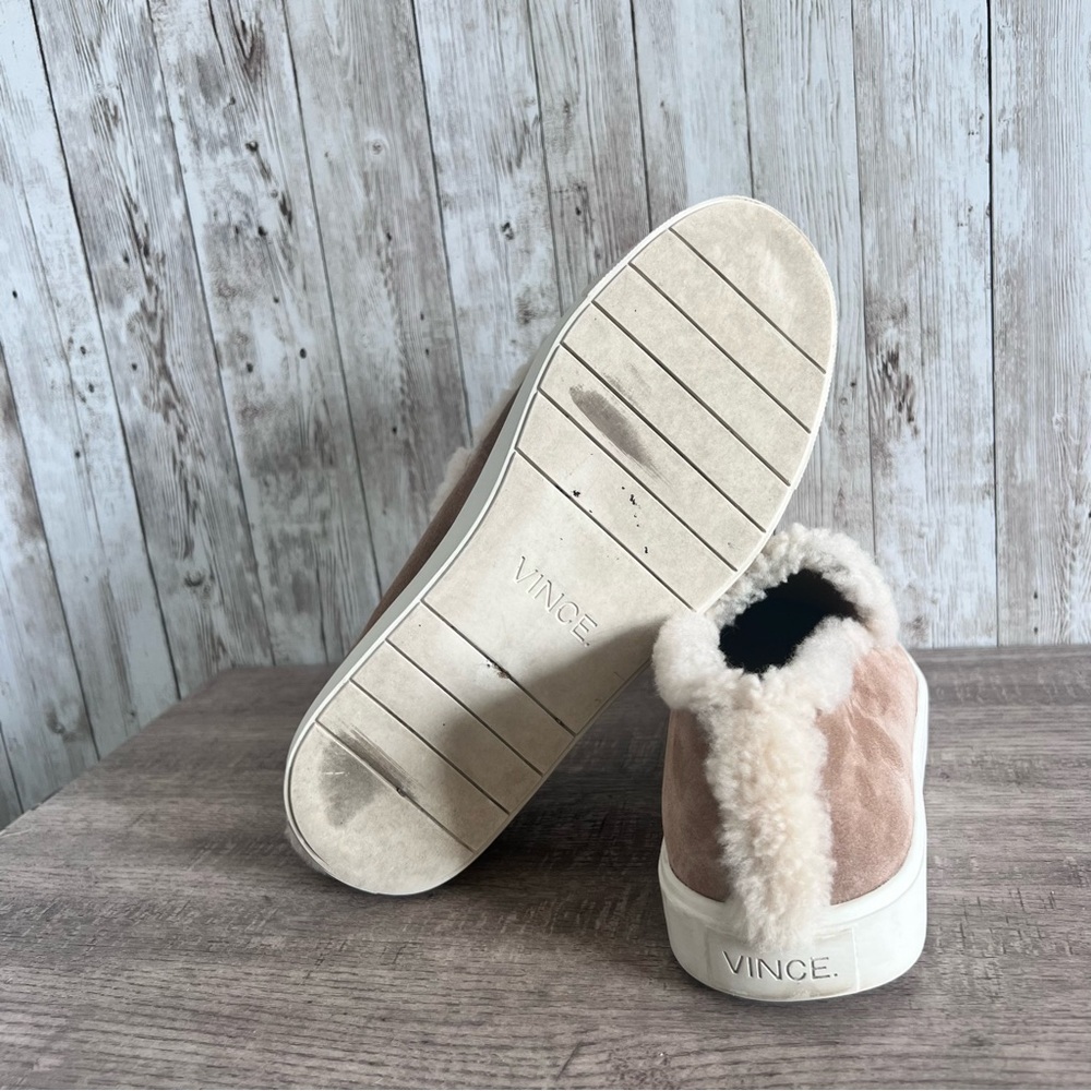 Vince Suede Shearling Slip On Sneakers Size 7 - Picture 7 of 7